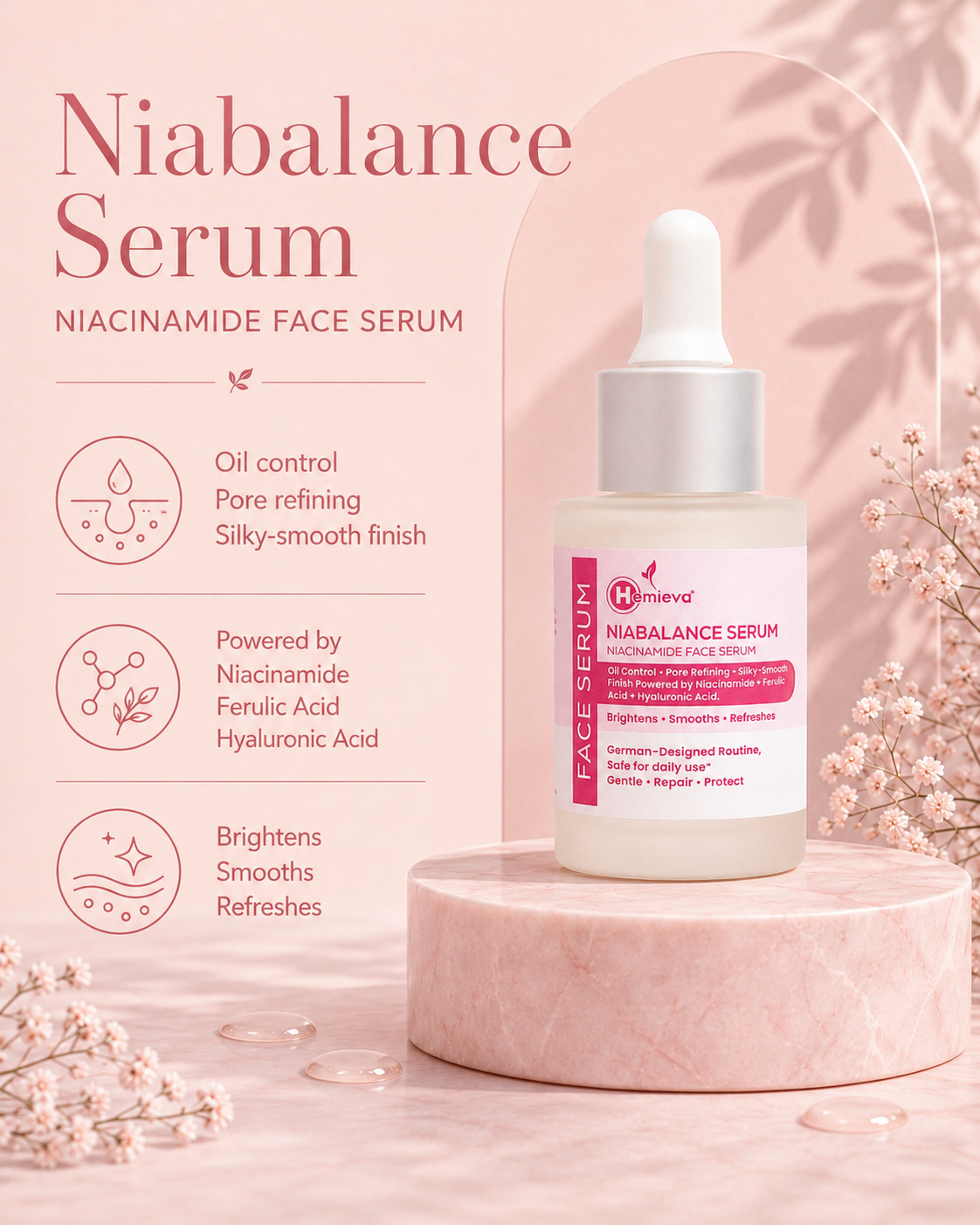 Niacinamide Face Serum for Oil Control, Pores & Brighter-Looking Skin 