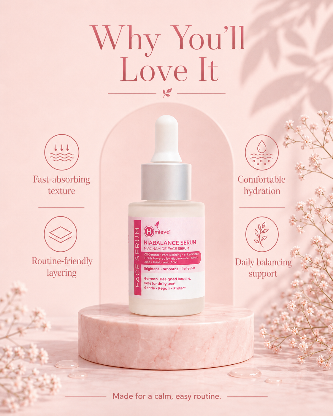 Niacinamide Face Serum for Oil Control, Pores & Brighter-Looking Skin 